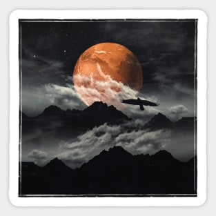 Mars above Mountains Sticker